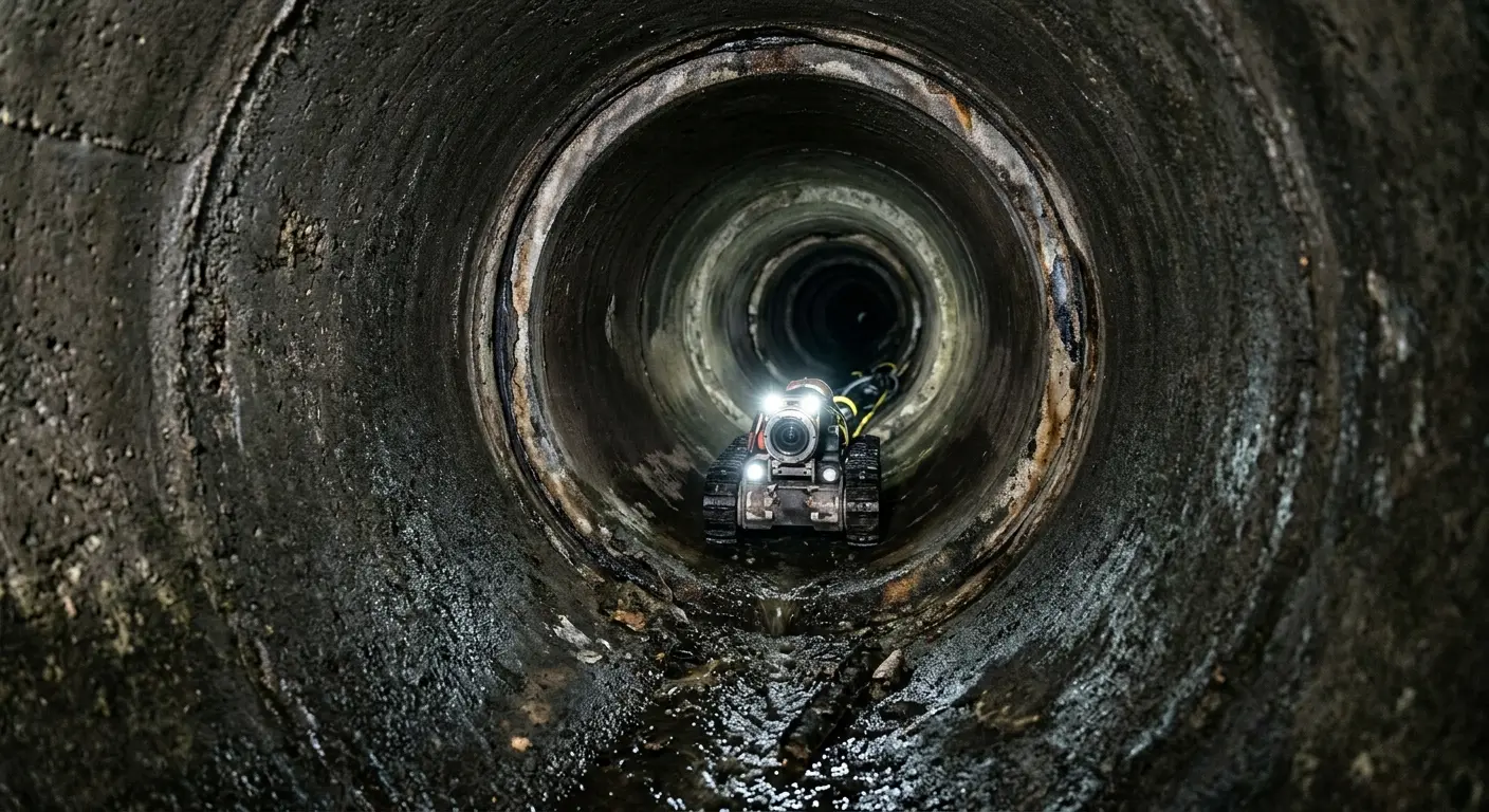 Robotic sewer camera inspecting pipe interior for Sewer Line Repair in Southborough